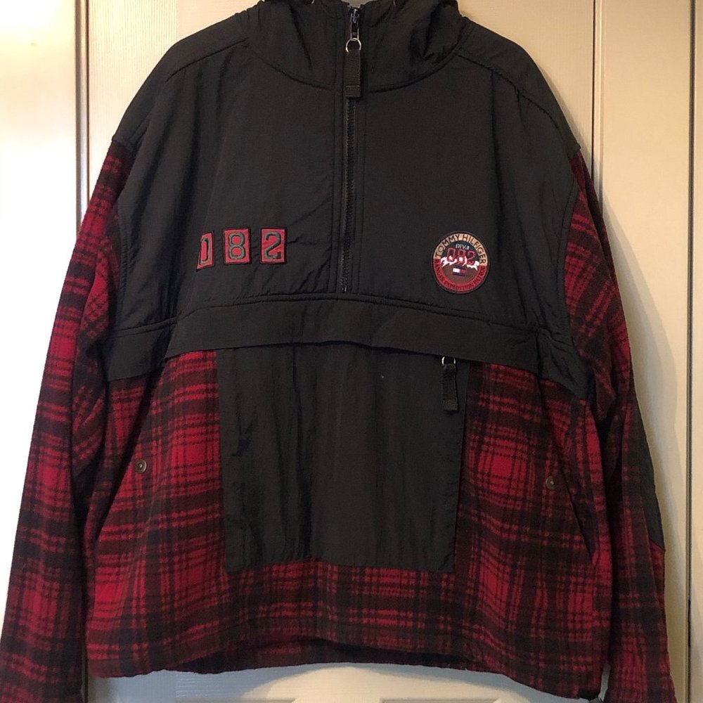 Tommy Hilfiger Men's Plaid Hooded Windbreaker Jacket | Size XL